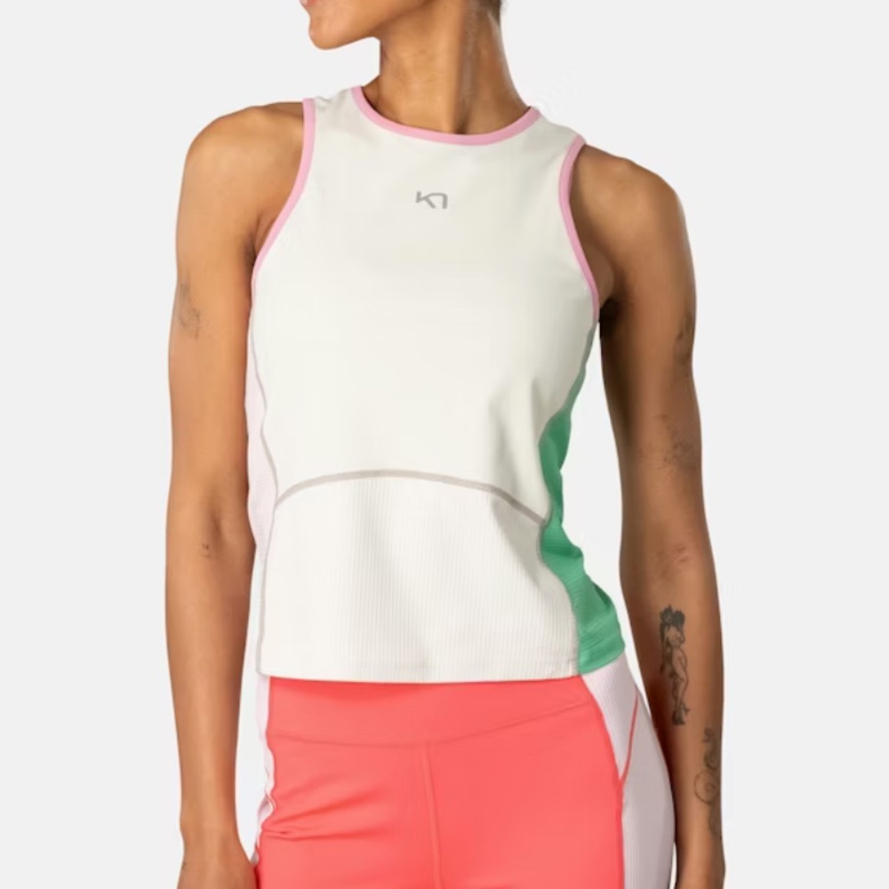 Kari Traa White and Green Tank Top